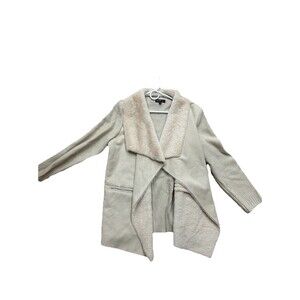 Twelfth Love Cardigan Women 2X Tan Faux Suede Faux Fur Open Front Spring Jacket